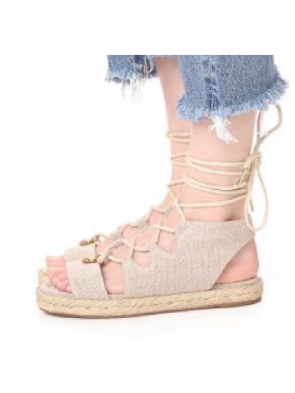 Michael Kors McKenna Blue Denim Rope Espadrille Sandals